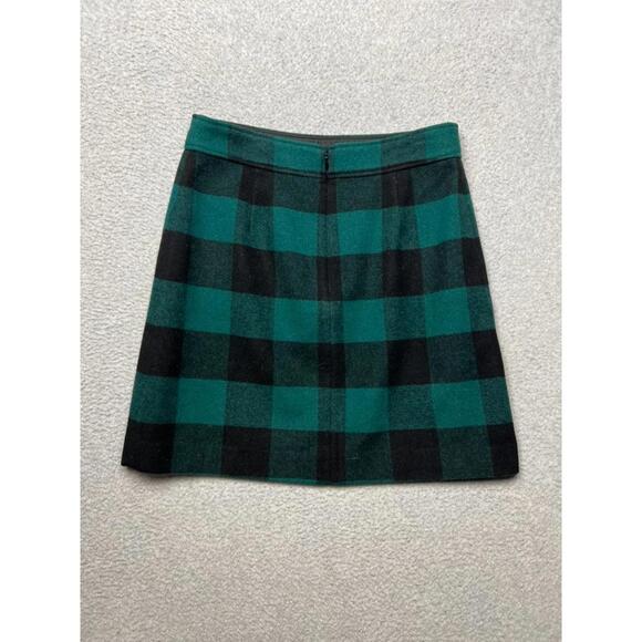 J Crew Buffalo Check Plaid Wool Blend Mini A-Line Skirt 6 Prep Academia Tweed - Picture 2 of 7